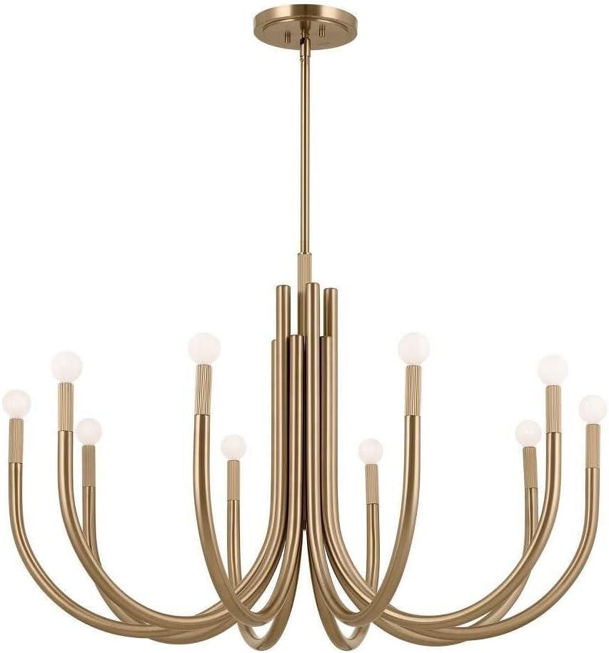 Champagne Bronze 10-Light Modern Candle Chandelier