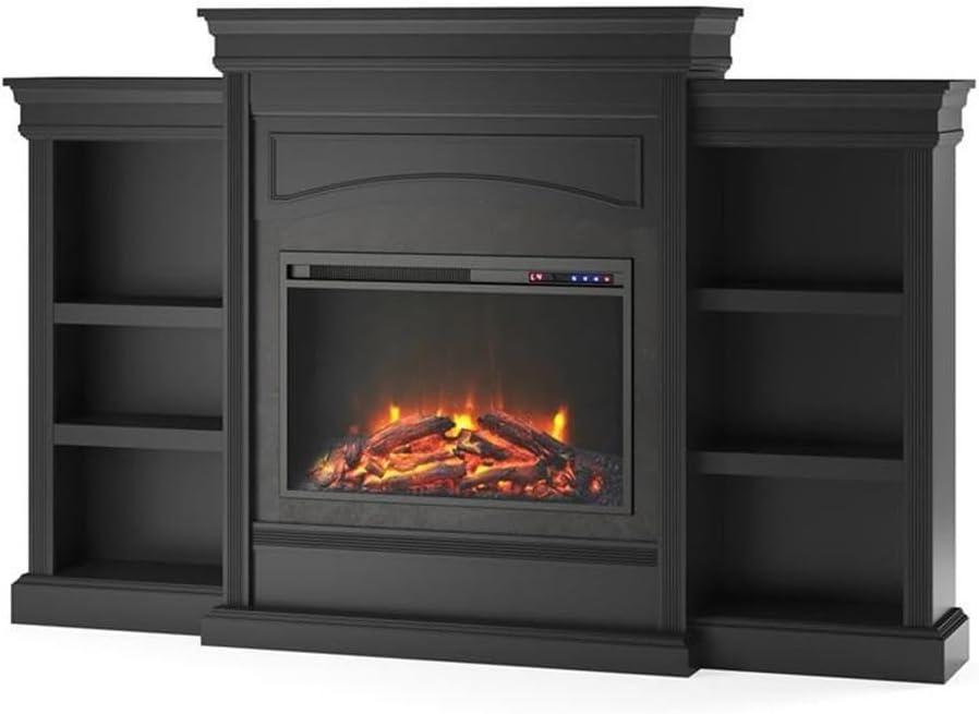 Ameriwood Home Lamont Mantel Electric Fireplace Space Heater, Black