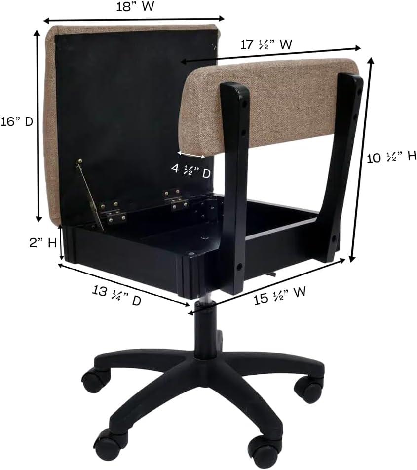 Adjustable Height Hydraulic Sewing Chair with Under Seat Storage by Arrow Classic Sewing Furniture