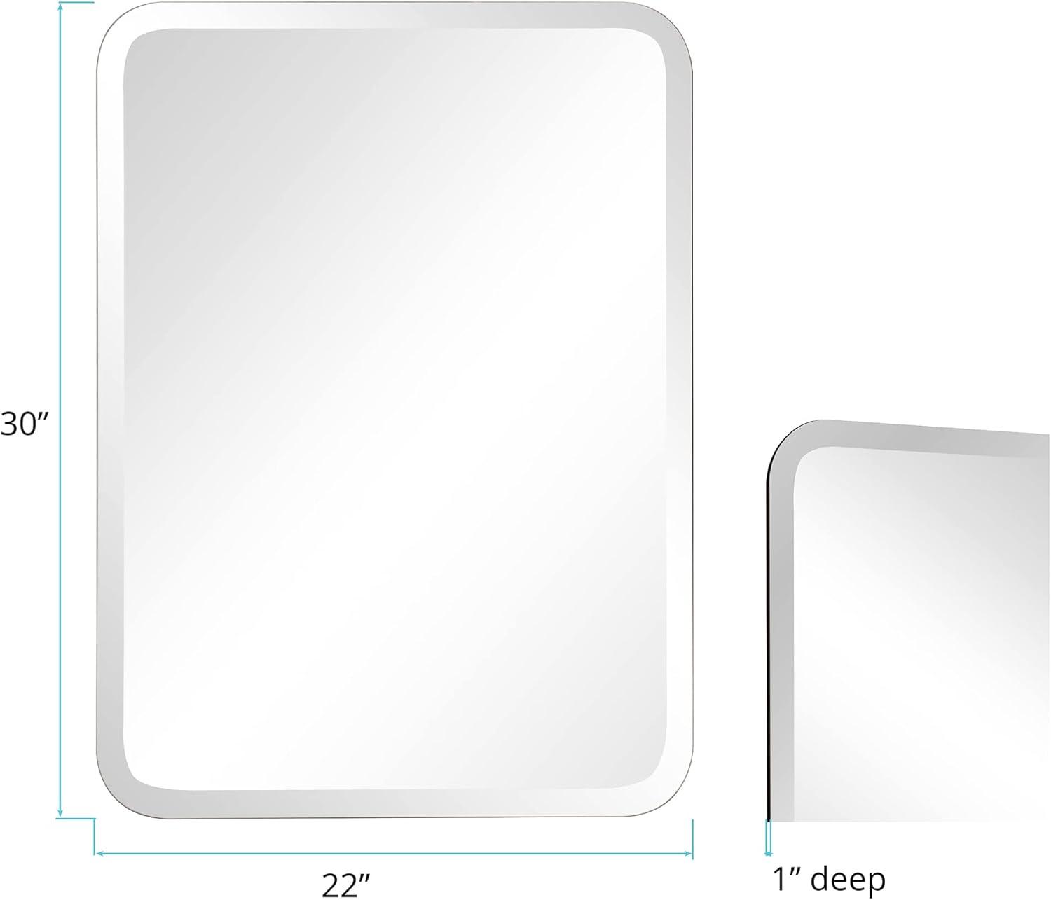 Sleek Frameless Beveled Edge Rectangular Wall Mirror, 24x32 Inch
