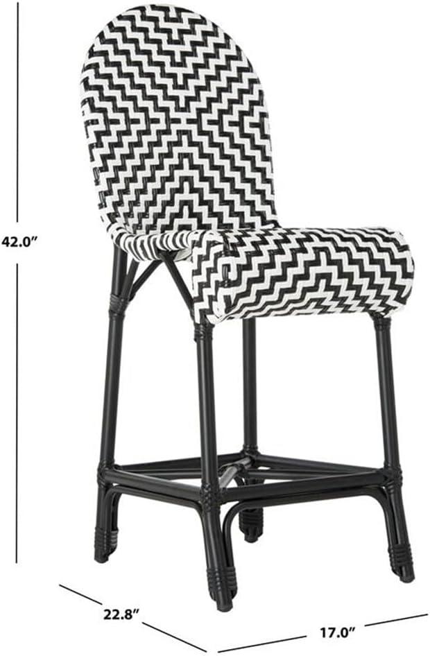 Shea Counter Stool - Black/White - Safavieh