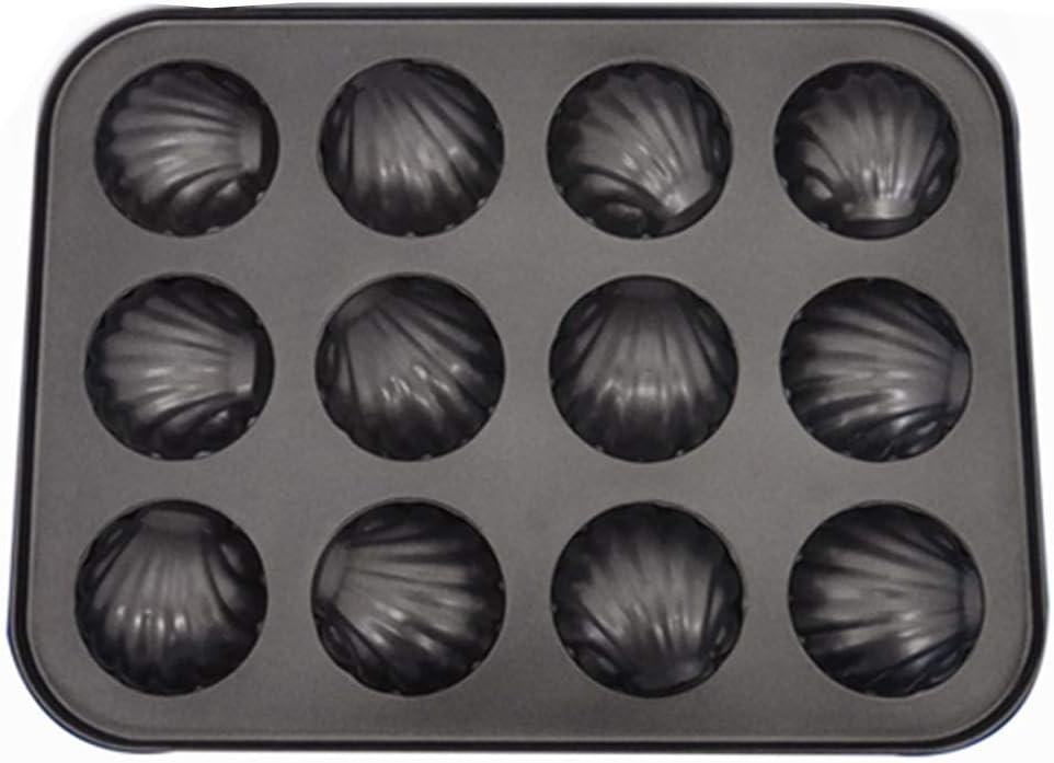 Mold Cake Pan for Madeleine, ZEENEEK 12-Cavity Non-Stick Spherical Shell Madeline Bakeware for Oven Baking - 2 Pack