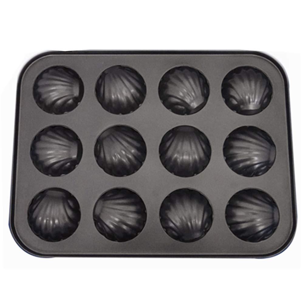 Mold Cake Pan for Madeleine, ZEENEEK 12-Cavity Non-Stick Spherical Shell Madeline Bakeware for Oven Baking - 2 Pack