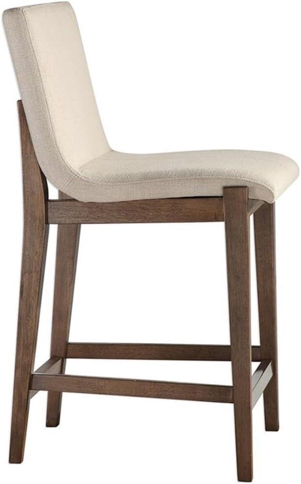 Home Square 26" Upholstered Counter Stool in Beige and Walnut - Set of 3