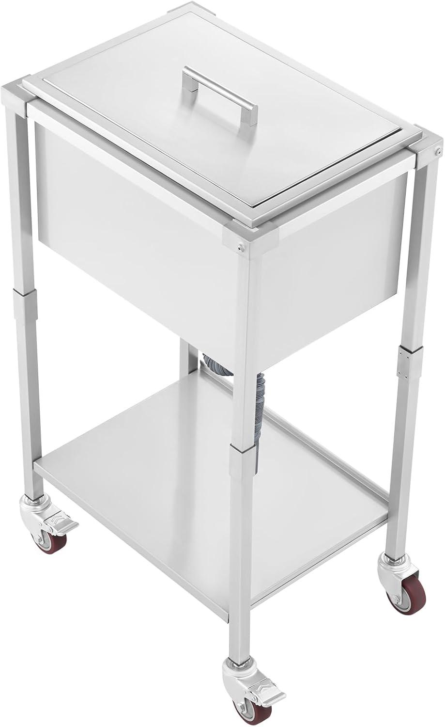 VEVOR 32qt Rolling Ice Chest Cooler Cart Outdoor Stand Up Cooling Bin on Wheels