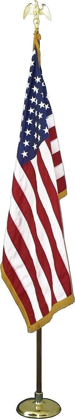 Advantus Deluxe 3 ft x 5 ft U.S. Flag, 8 ft Oak Staff, 2" Gold Fringe, 7" Goldtone Eagle