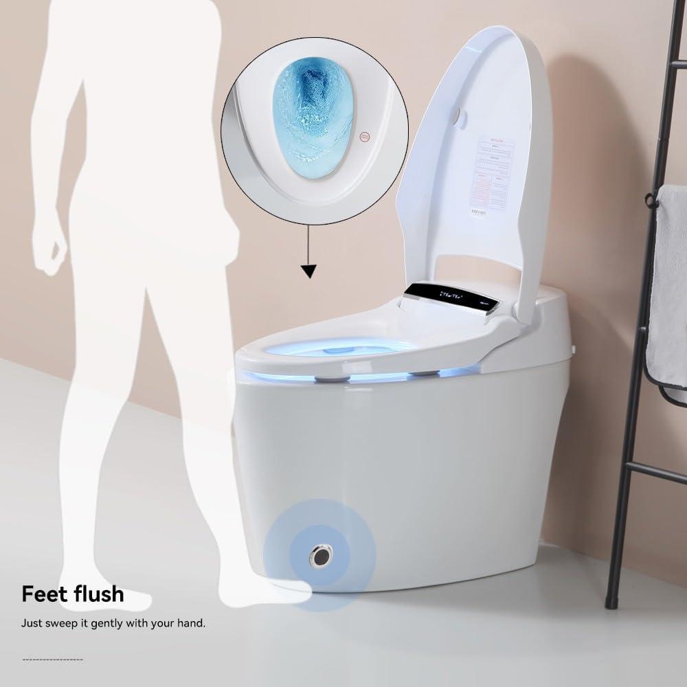 White High Efficiency Smart Toilet with Heated Bidet Seat