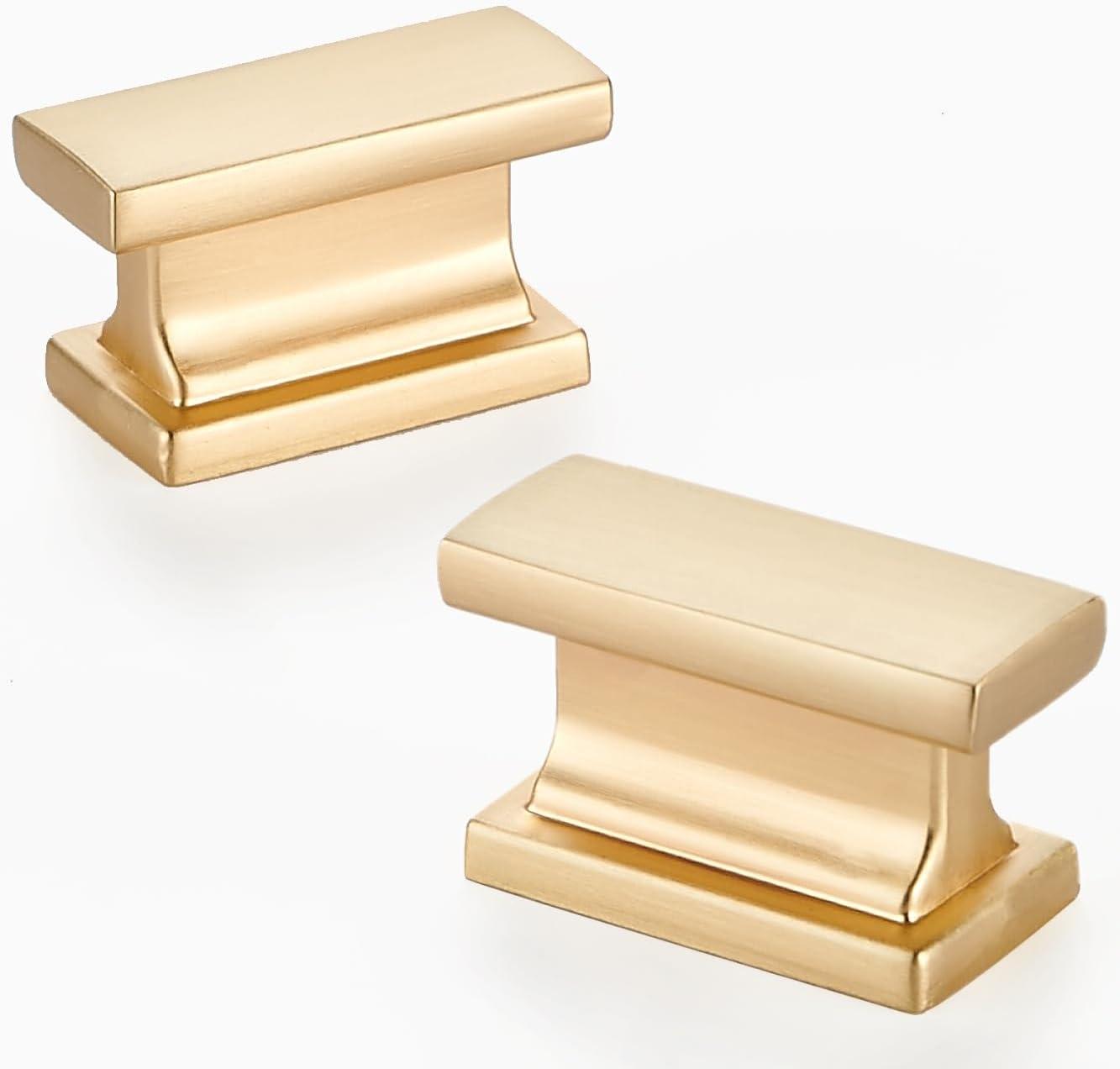 Brushed Gold Square Cabinet Knobs with Mounting Hardware