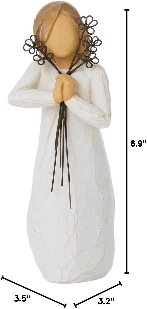 Hand-Painted White Resin Angel Figurine with Gold Leaf Detailing