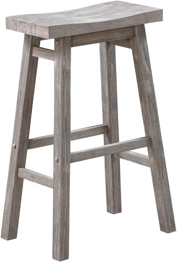Set of 2 29" Sonoma Saddle Counter Height Barstool Barnwood Wire Brush - Boraam: Wood Frame, Fixed Seat Height