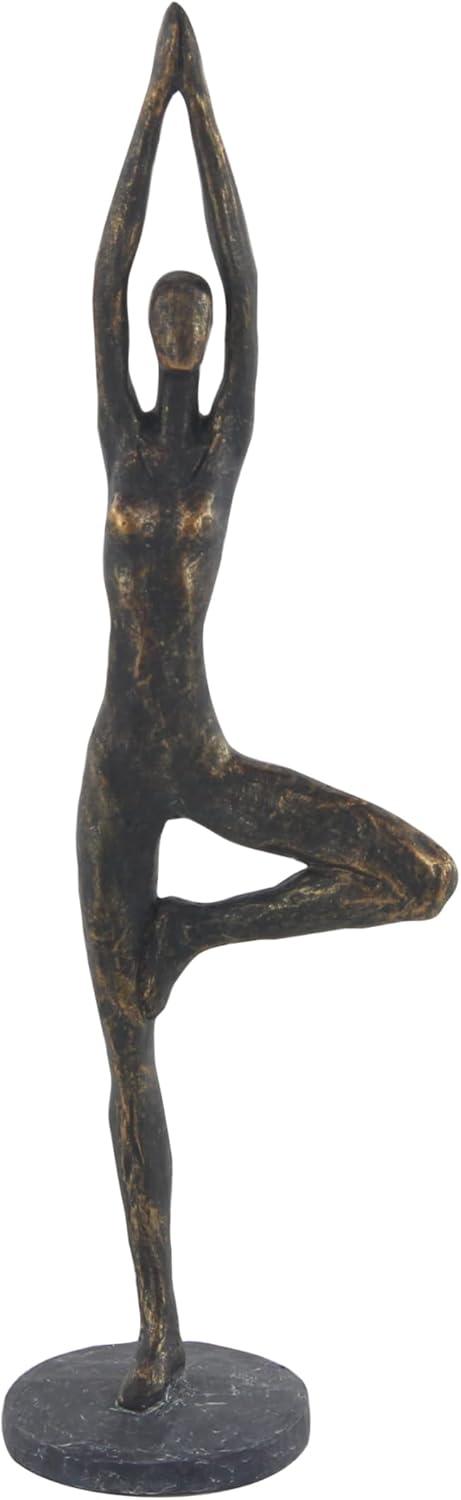 18" Brass Polystone Yoga Pose Tabletop Sculpture