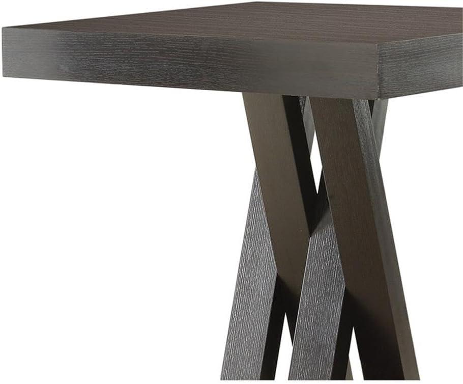 Coaster Modern Wood Square Criss Cross Base Pub Table in Cappuccino