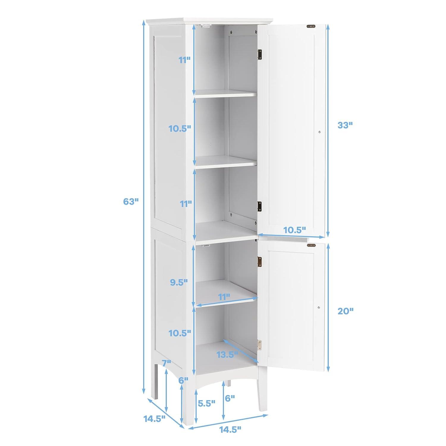 Gabinete de Torre Independiente de 5 Niveles Gabinete de Almacenamiento de Baño Alto Blanco