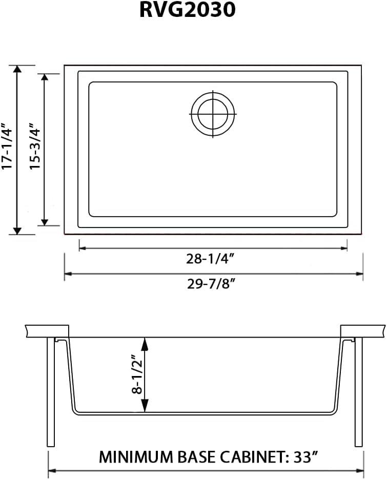 Ruvati 30 x 18 inch Granite Composite Undermount Single Bowl Kitchen Sink