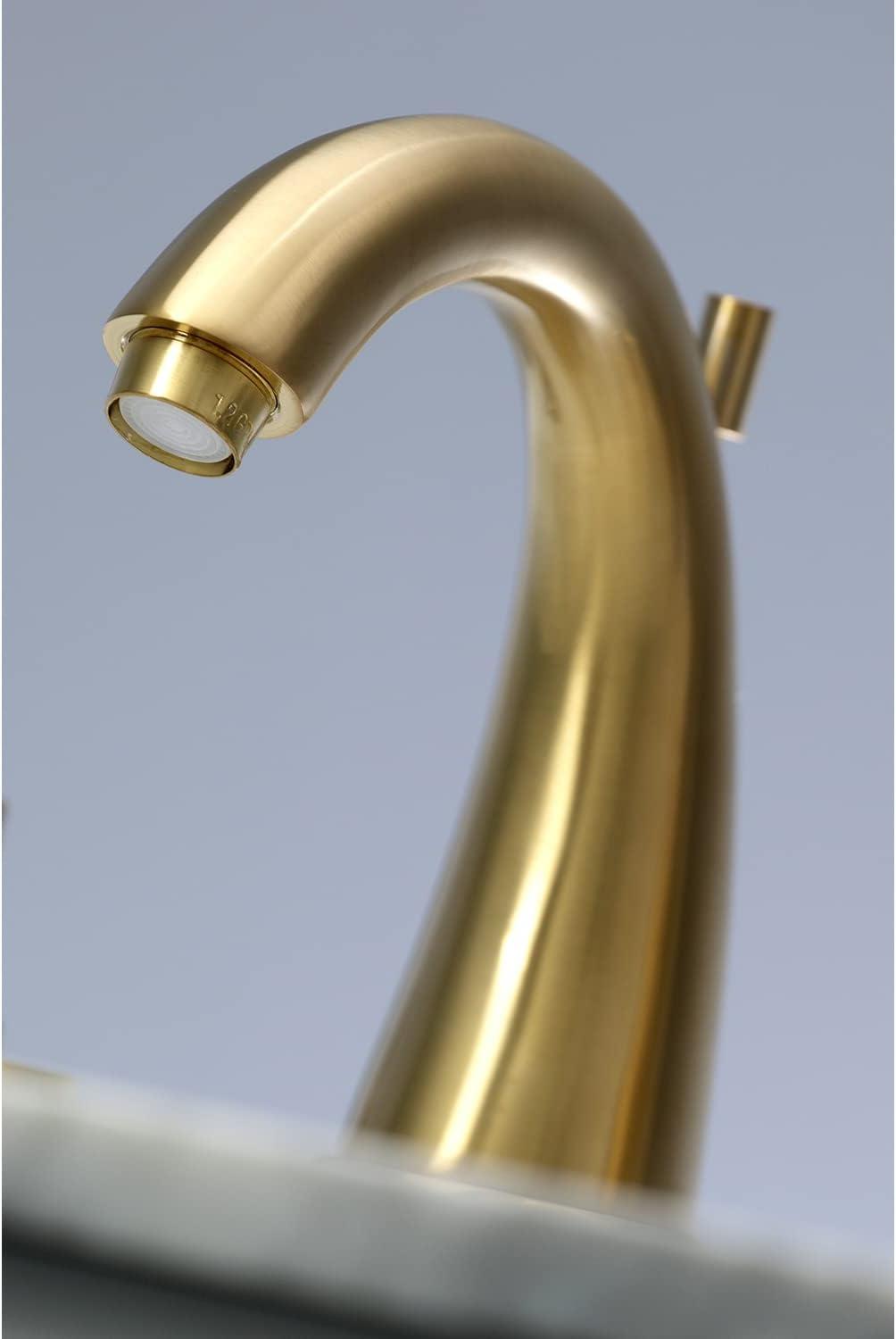 Kingston Brass Concord Two-Handle 3-Hole Deck Mount Widespread Bathroom Faucet with Brass Pop-Up Drain