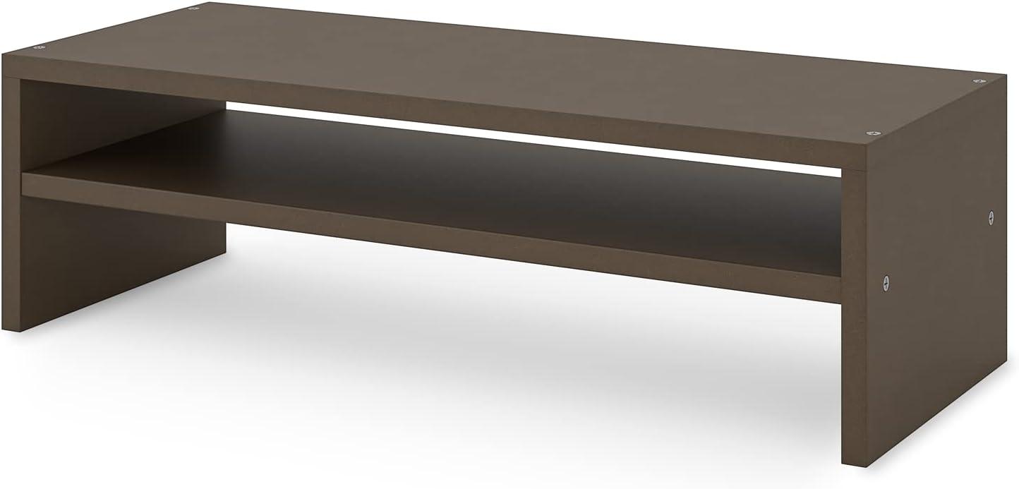 Walnut 2-Tier Ergonomic Monitor Stand with Storage