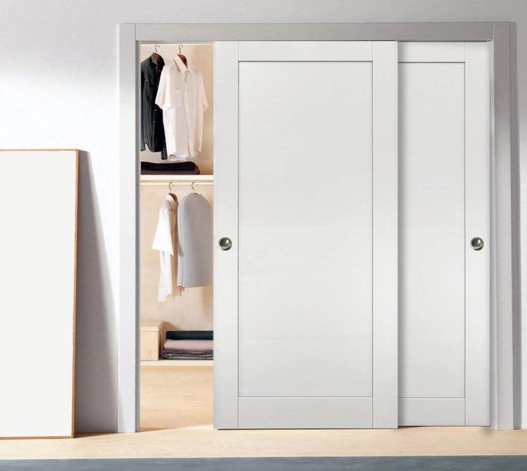 White Ash 72" x 80" Sliding Closet Bypass Doors with Hardware