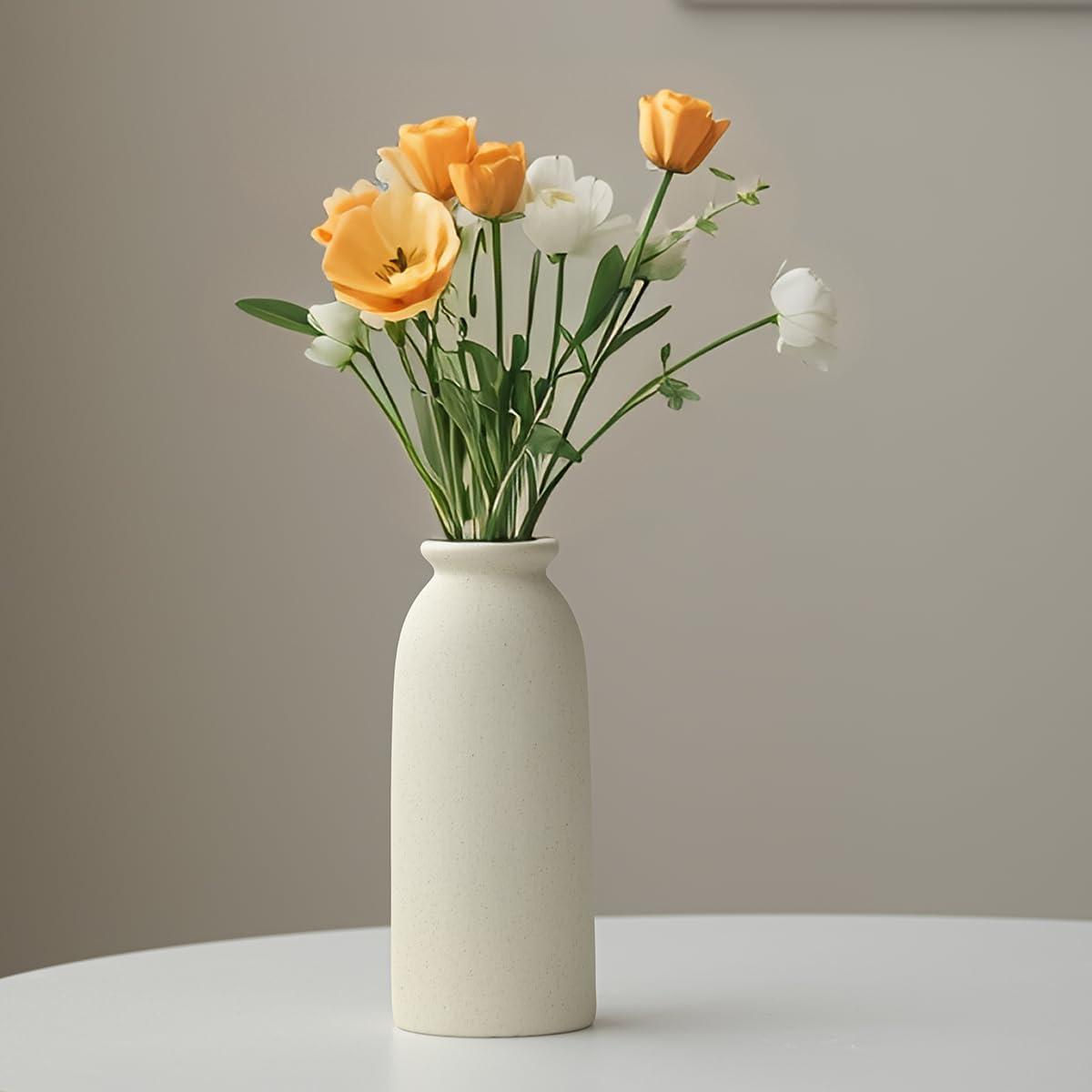 Latitude Run® Set Of 3 Multicolor Ceramic Vases For Home Decor, Farmhouse Style Centerpieces For Living Room, Table, Fireplace, Or Entryway (Blue Mix)