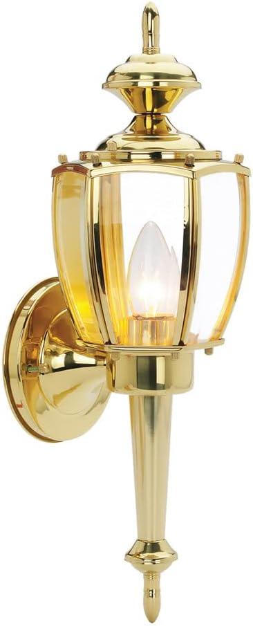 Design House 502526 Jackson Traditional 1-Light Outdoor/Indoor Wall Light with Clear Glass for Porch Entryway Patio, Solid Brass