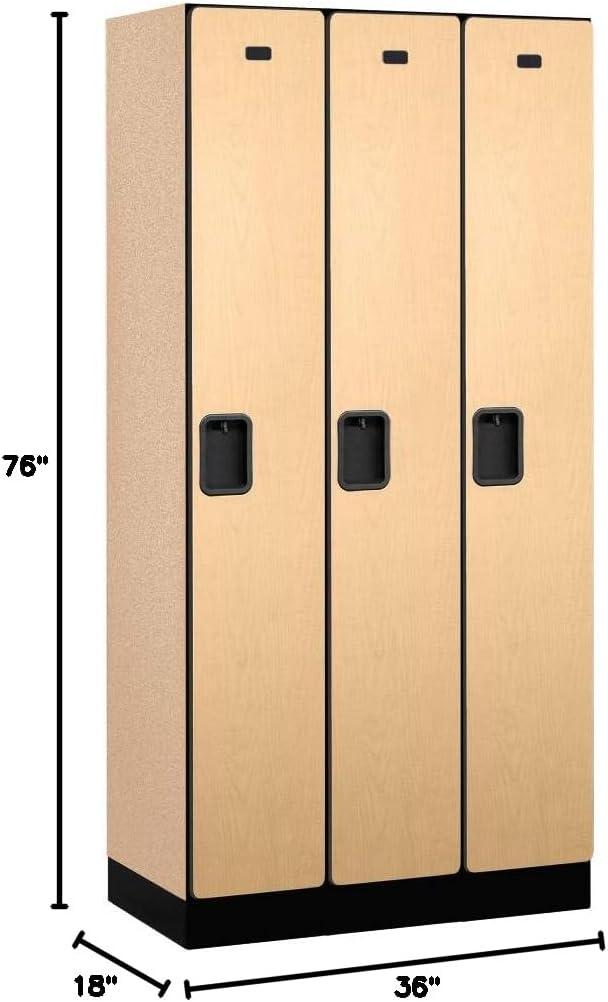 12" Wide Single Tier Designer Wood Locker - 3 Wide - 6 Feet High - 18 Inches Deep - Maple