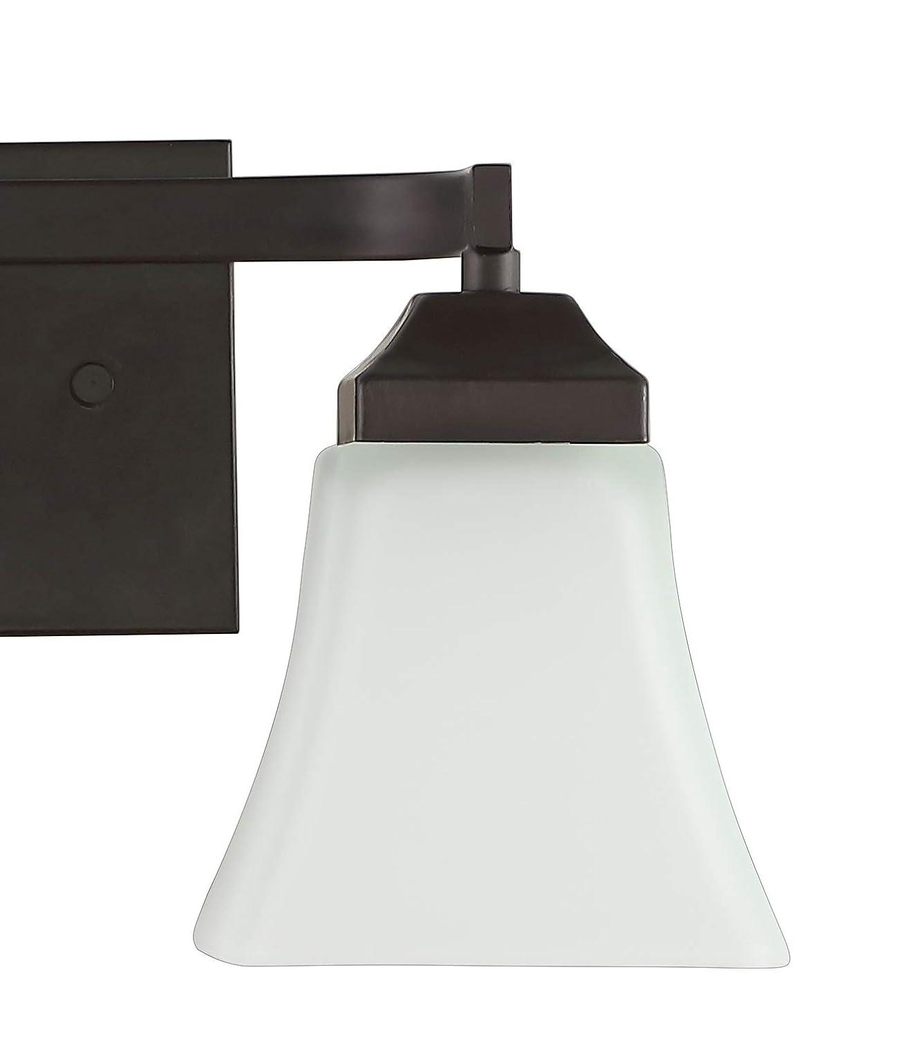 JONATHAN Y JYL7523A Staunton 15" 2-Light Iron/Glass Modern Cottage LED Vanity Light, Casual, Cottage, Farmhouse, for Bedroom, Bathroom, Livingroom, Office Oil Rubbed Bronze, Black