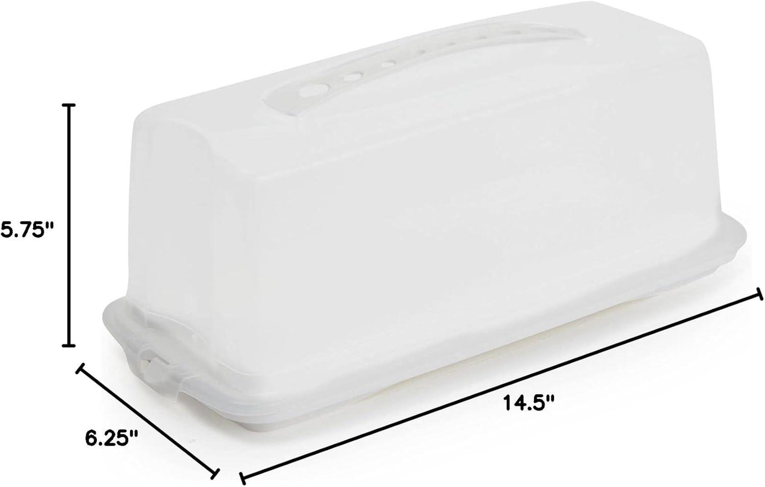 Juvale Plastic Bread Box Container with Lid and Handle, Storage Container for Kitchen (14.5 x 5.75 x 6.25 In)