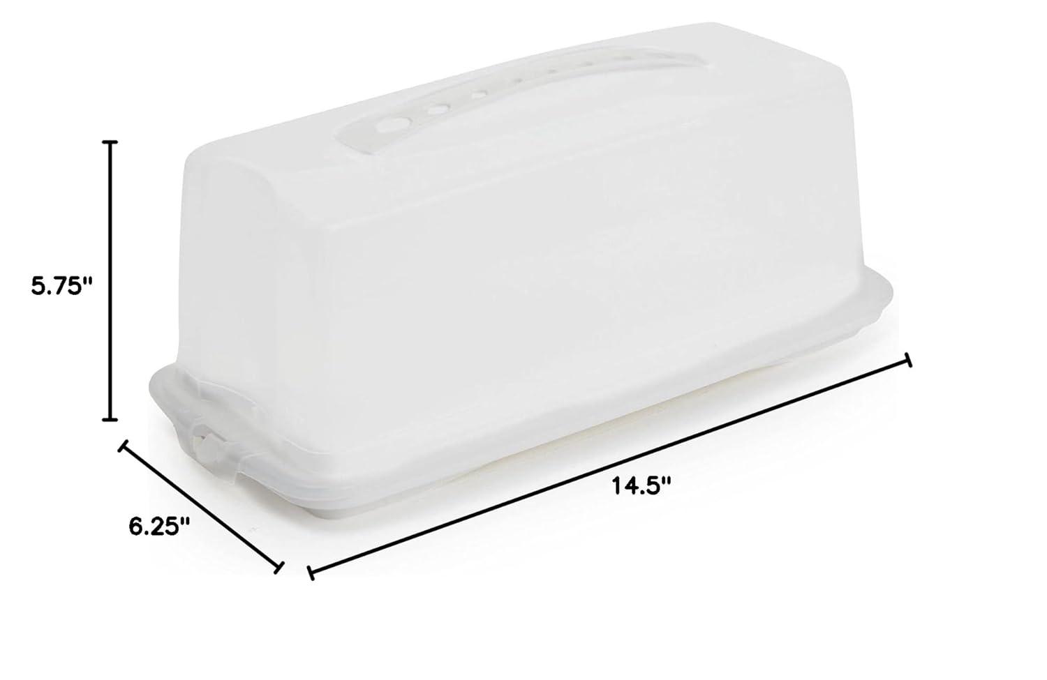 Juvale Plastic Bread Box Container with Lid and Handle, Storage Container for Kitchen (14.5 x 5.75 x 6.25 In)