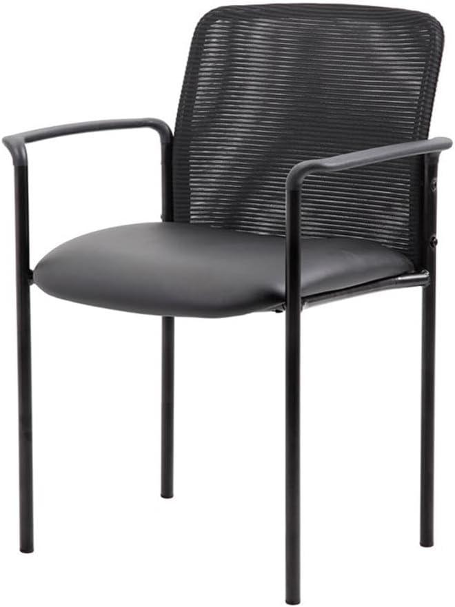 Guest Chair Black - Boss Office Products: Modern Upholstered Office Seating with Lumbar Support, Fixed Arms