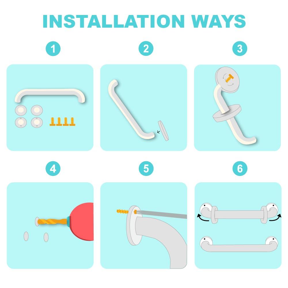 18” Shower Handle Smooth Grip | 304 Stainless Steel Bathroom Grab Bars For Seniors | Handicap Grab Bars Oil Rubbed Bronze | ADA Shower Bars Safety For Elderly | Grab Bars For Bathtubs And Showers