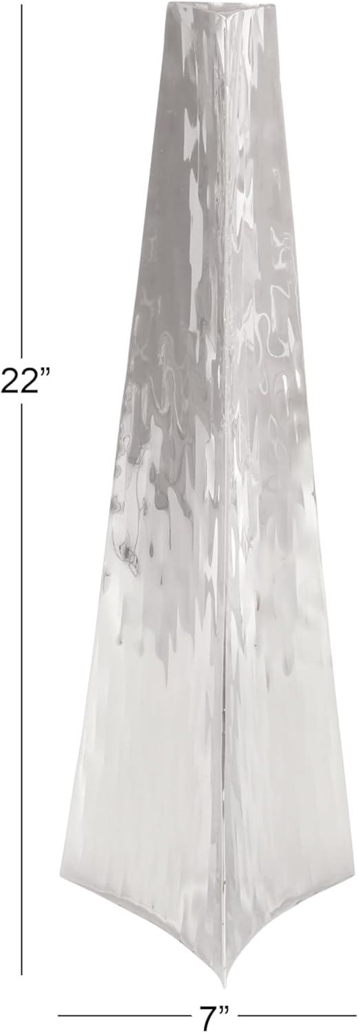 DecMode 22" Hammered Silver Stainless Steel Vase