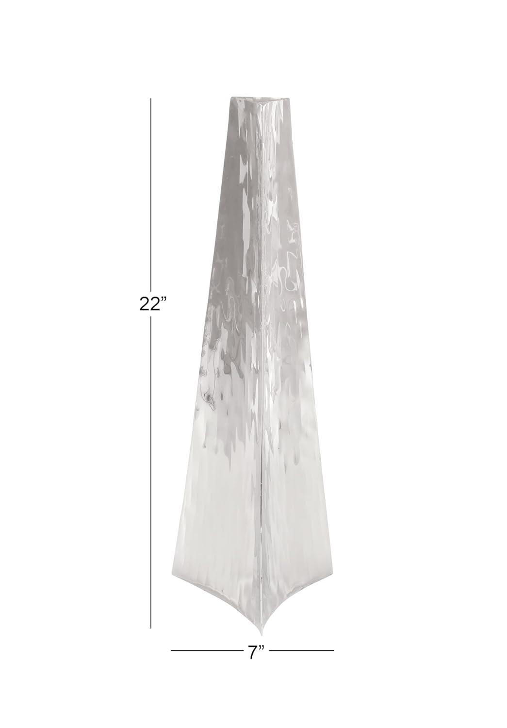 DecMode 22" Hammered Silver Stainless Steel Vase