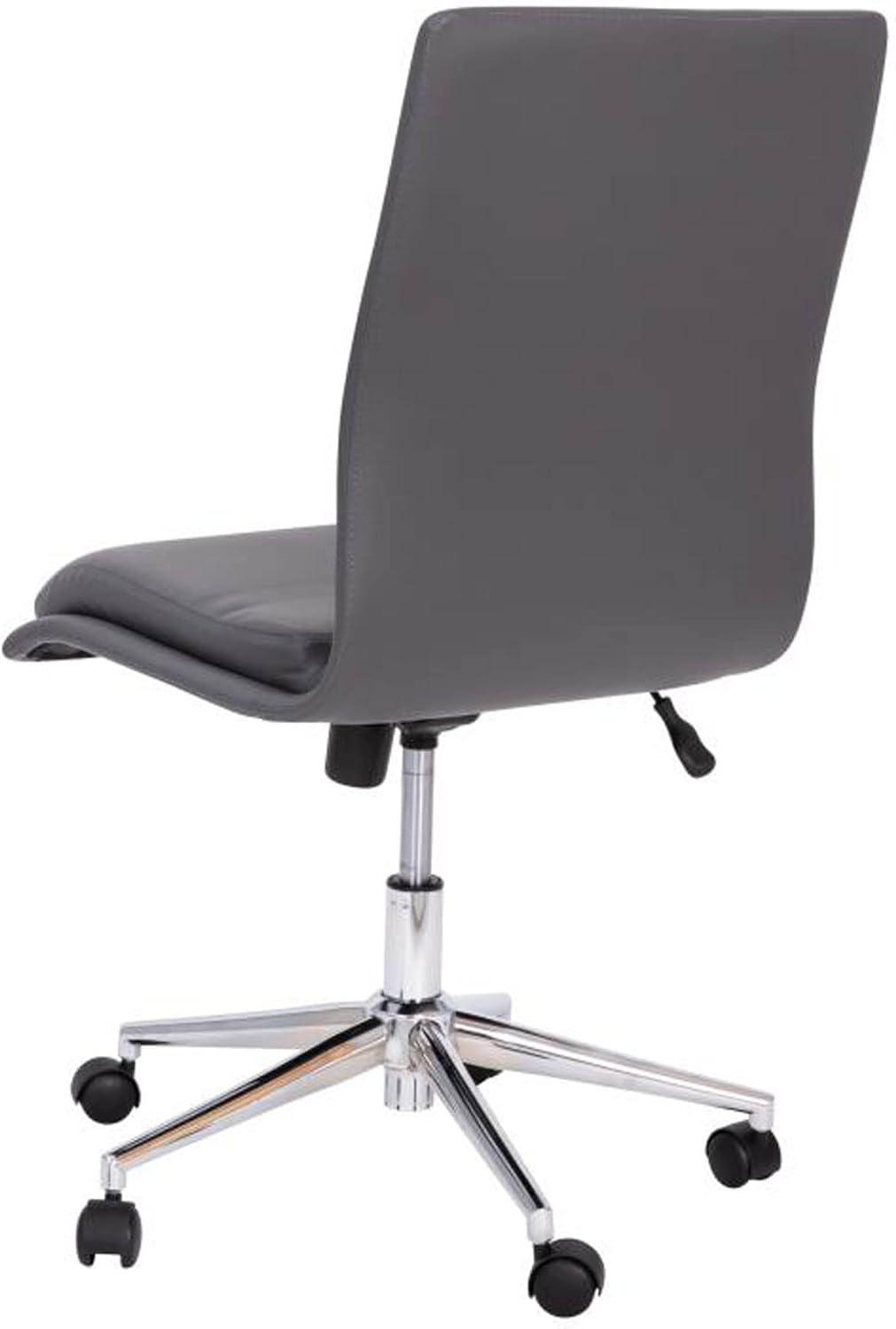 Flash Furniture Madigan Mid-Back Armless Swivel Task Office Chair with LeatherSoft and Adjustable Chrome Base, Gray