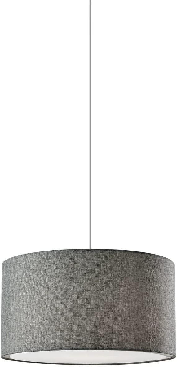 Adesso Large Harvest Drum Pendant Gray: Swag Cord, 15-foot Cable, ETL Listed