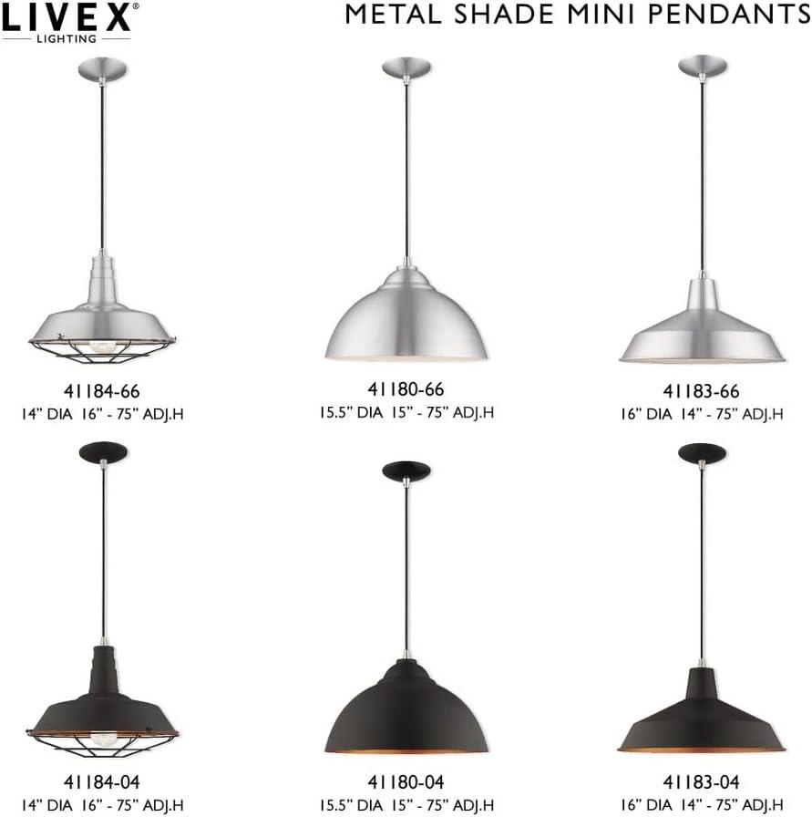 Livex Lighting Metal Shade 1 - Light Chandelier in Brushed Aluminum