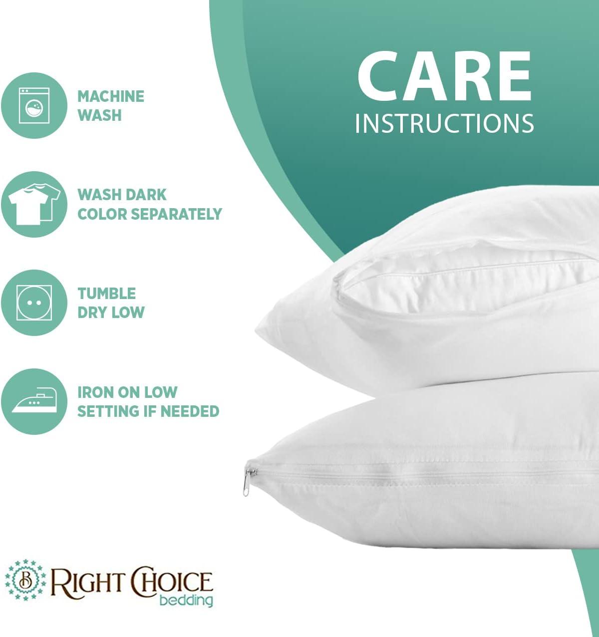 Right Choice Bedding 100% Cotton Breathable Pillow Protector with Zipper – (2 Pack)