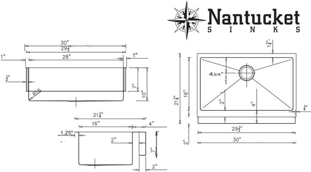 Pro Series 30'' L Farmhouse / Apron Single Bowl Stainless Steel Kitchen Sink
