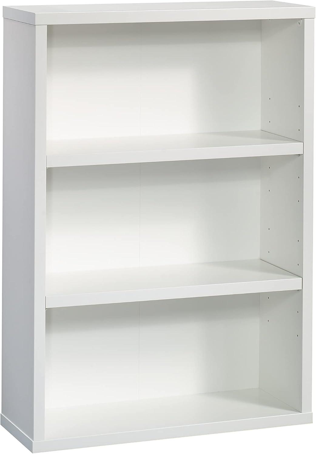 Soft White Adjustable 3-Shelf Display Bookcase with Cubes