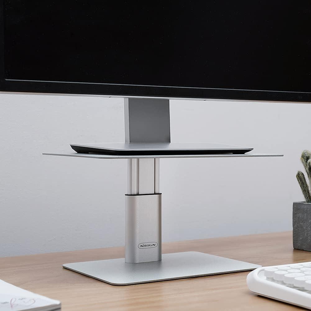 Nillkin Monitor Stand Riser for Desk, Adjustable Height Computer Monitor Stand, Ergonomic Aluminum Computer Desk Holder for iMac,MacBook, Dell, HP, Lenovo and Other Screen Display, Black
