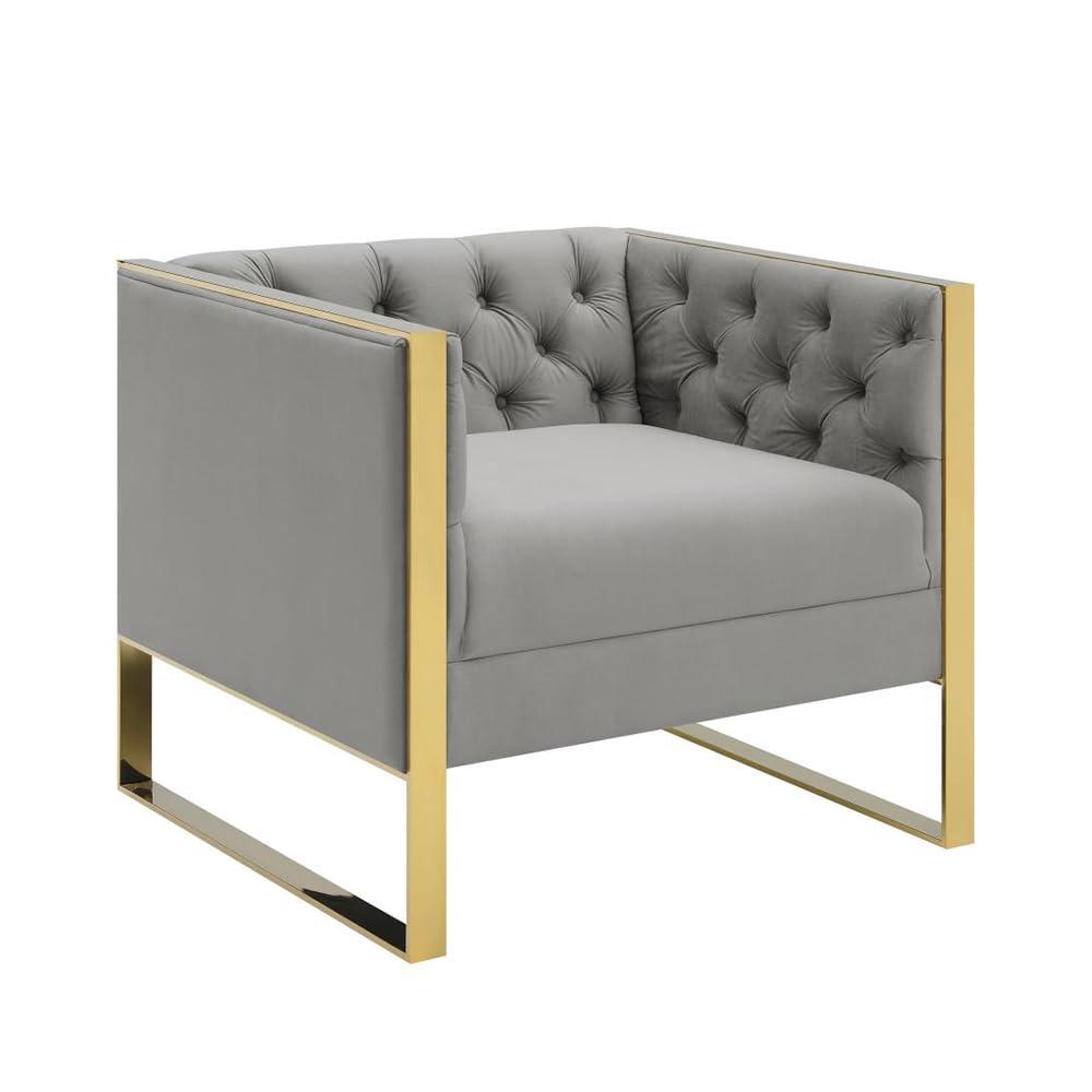 Eastbrook Gray Velvet Tufted Stationary Accent Chair