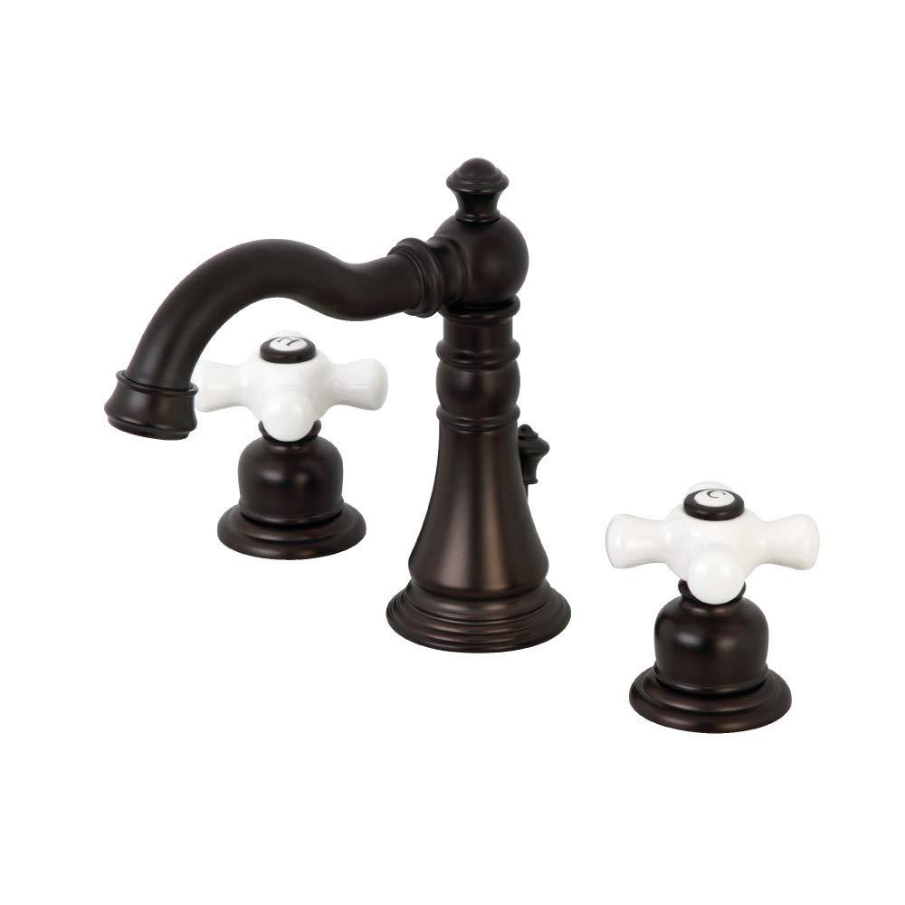 Kingston Brass FSC1975PX Kingston Brass American Classic Two-Handle 3-Hole Deck Mount Widespread Bathroom Faucet with Pop-Up Drain