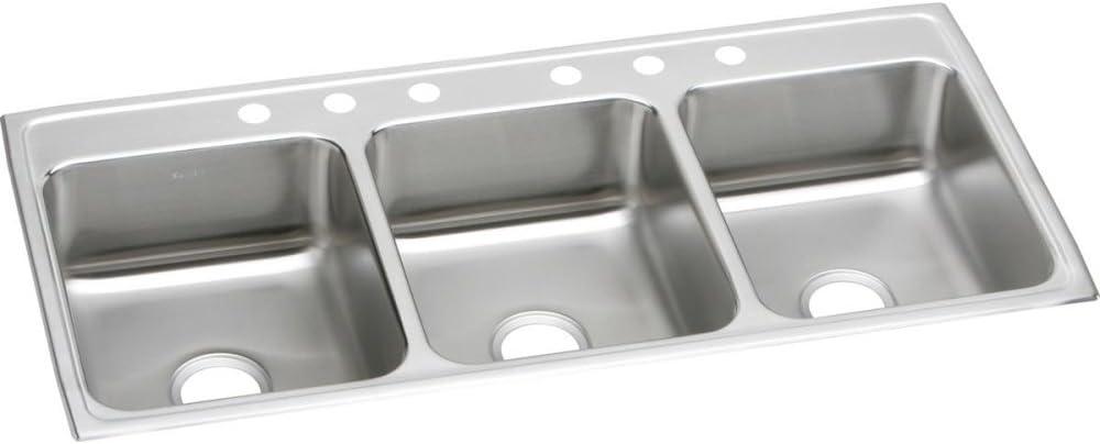 Lustertone 46" L x 22" W Triple Basin Drop-In Kitchen Sink