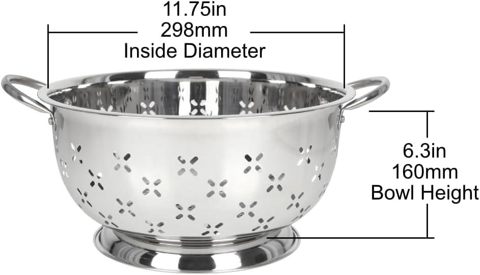 Stainless Steel 8-Quart Colander with Handles and Stable Base