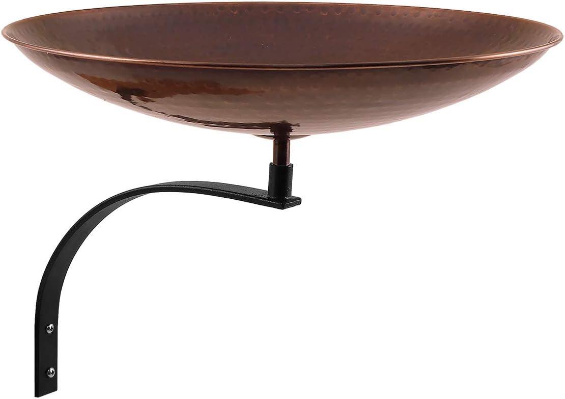 Burnt Copper 15" Metal Birdbath with Wall Mount Bracket