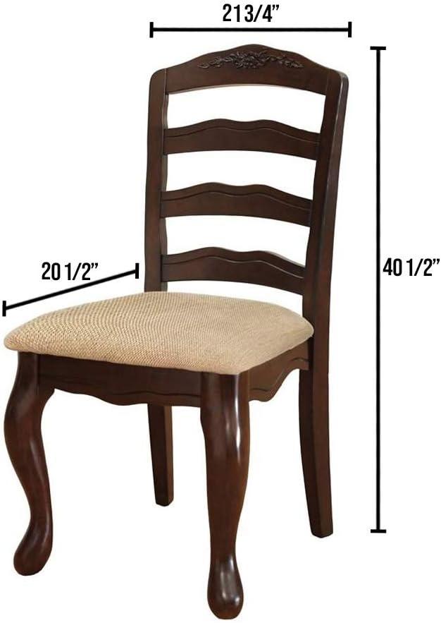 Townsville Dark Walnut Upholstered Ladderback Side Chair Set