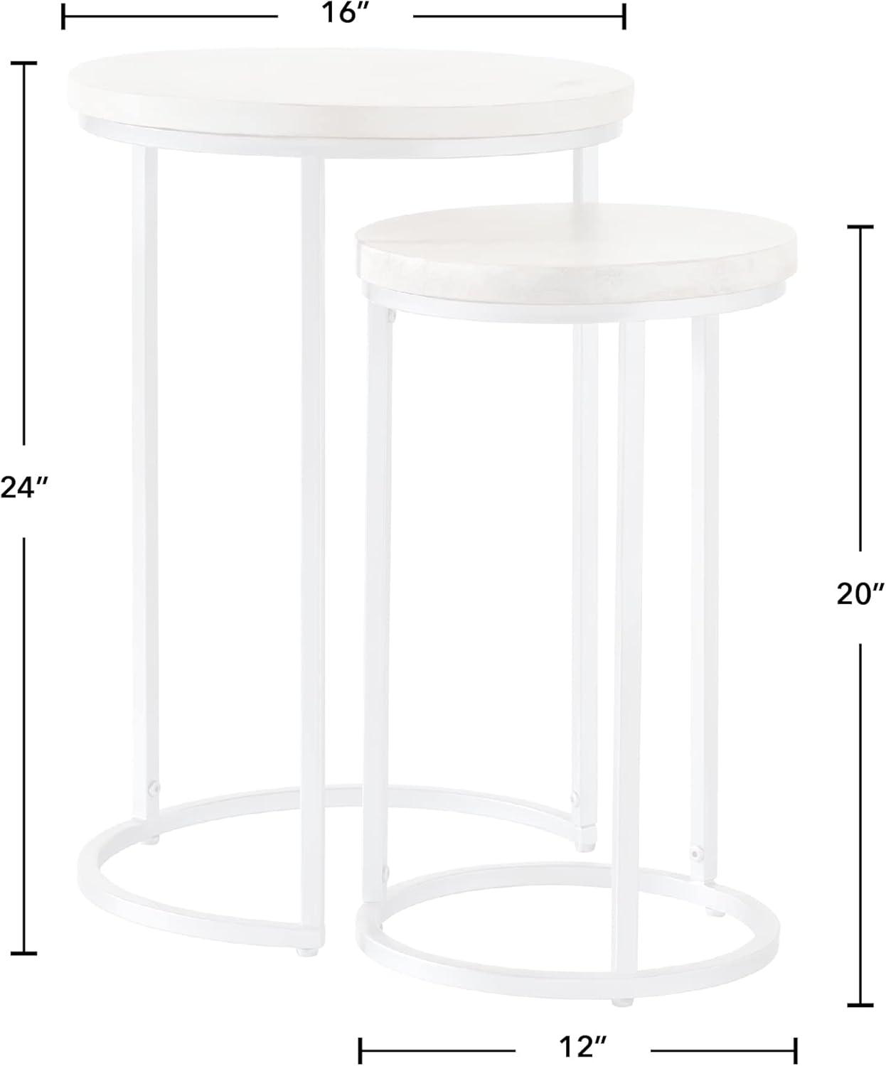 FirsTime & Co. Natural and Silver Isla Nesting End Table 2-Piece Set, Modern, Stained, Round, Wood, 16 x 16 x 24 in