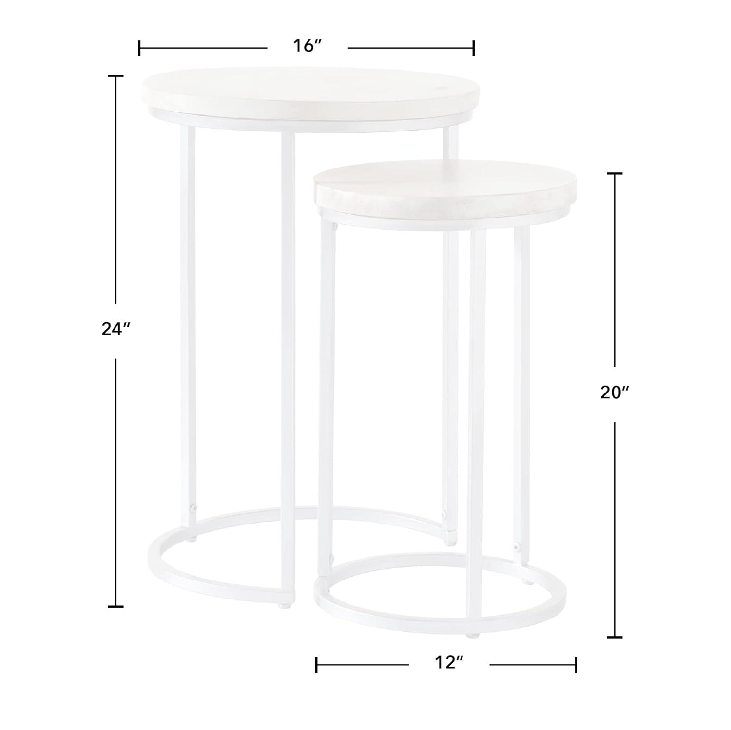 FirsTime & Co. Natural and Silver Isla Nesting End Table 2-Piece Set, Modern, Stained, Round, Wood, 16 x 16 x 24 in