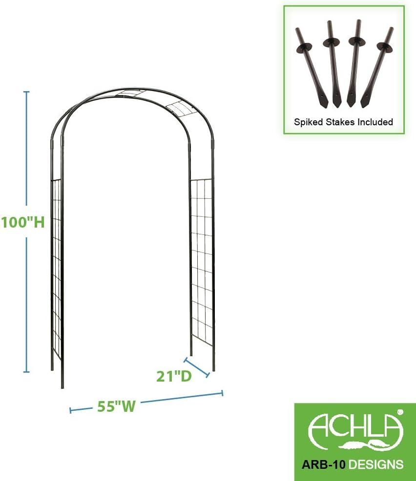 Graphite Wrought Iron Garden Arbor Arch, 100" Tall