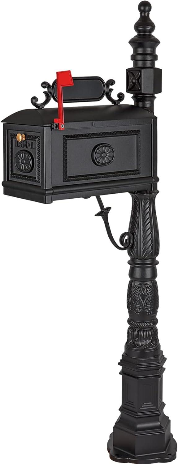 Barcelona Black Cast Aluminum Decorative Post Mailbox