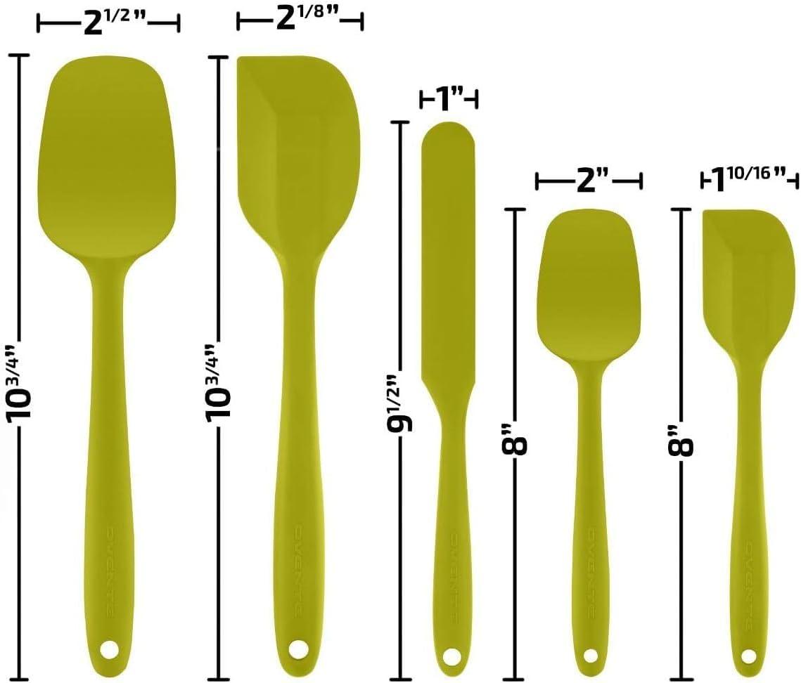 Green 5-Piece Heat-Resistant Silicone Spatula Set