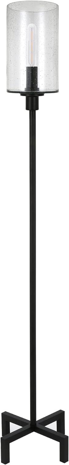 Panos 66" Industrial Bronze Floor Lamp with Seeded Glass Shade